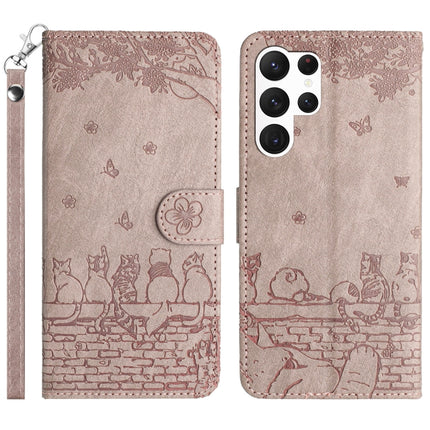 Cat Embossing Pattern Leather Phone Case with Lanyard, For Samsung Galaxy A24, For Samsung Galaxy A15 5G, For Samsung Galaxy S24 Ultra, For Samsung Galaxy S24+