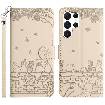 Cat Embossing Pattern Leather Phone Case with Lanyard, For Samsung Galaxy A24, For Samsung Galaxy A15 5G, For Samsung Galaxy S24 Ultra, For Samsung Galaxy S24+