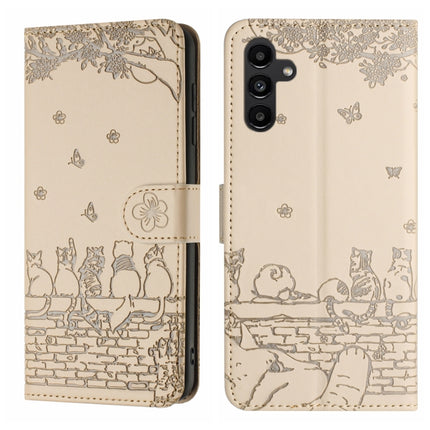 Cat Embossing Pattern Leather Phone Case with Lanyard, For Samsung Galaxy A35, For Samsung Galaxy A54, For Samsung Galaxy A05s, For Samsung Galaxy A15