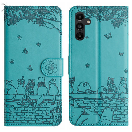 Cat Embossing Pattern Leather Phone Case with Lanyard, For Samsung Galaxy A35, For Samsung Galaxy A54, For Samsung Galaxy A05s, For Samsung Galaxy A15