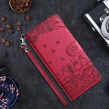 Cat Embossing Pattern Leather Phone Case with Lanyard, For Samsung Galaxy A55, For Samsung Galaxy A14, For Samsung Galaxy S24, For Samsung Galaxy A34
