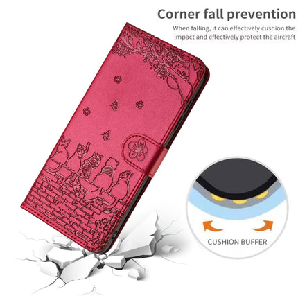 Cat Embossing Pattern Leather Phone Case with Lanyard, For Samsung Galaxy A55, For Samsung Galaxy A14, For Samsung Galaxy S24, For Samsung Galaxy A34