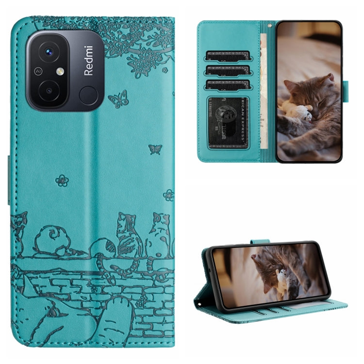 Cat Embossing Pattern Leather Phone Case with Lanyard, For Xiaomi Redmi Note 12 5G India / POCO X5, For Xiaomi Redmi 12C / 11A, For Xiaomi Redmi Note 11 Pro 4G/5G Global, For Xiaomi Redmi Note 11 Global