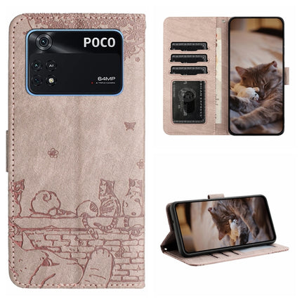 Cat Embossing Pattern Leather Phone Case with Lanyard, For Xiaomi Poco M4 Pro 4G, For Xiaomi Poco X4 Pro 5G
