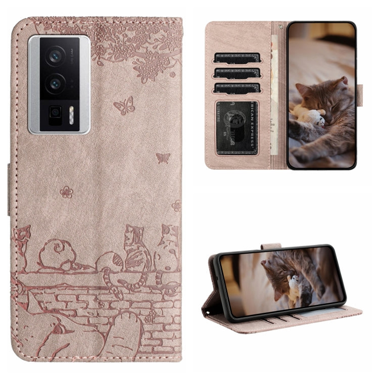 Cat Embossing Pattern Leather Phone Case with Lanyard, For Xiaomi Poco F5, For Xiaomi Poco F5 Pro, For Xiaomi Redmi Note 12 4G Global, For Xiaomi Redmi Note 12 Pro Speed