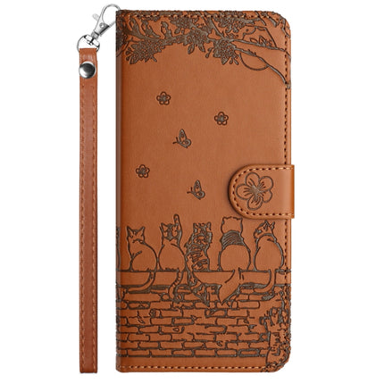 Cat Embossing Pattern Leather Phone Case with Lanyard, For Xiaomi Poco F5, For Xiaomi Poco F5 Pro, For Xiaomi Redmi Note 12 4G Global, For Xiaomi Redmi Note 12 Pro Speed