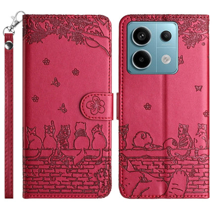 Cat Embossing Pattern Leather Phone Case with Lanyard, For Xiaomi Redmi 13C 4G/5G/13R 5G, For Xiaomi Redmi Note 13 5G, For Xiaomi Redmi Note 13 Pro+, For Xiaomi Redmi Note 13 Pro 5G