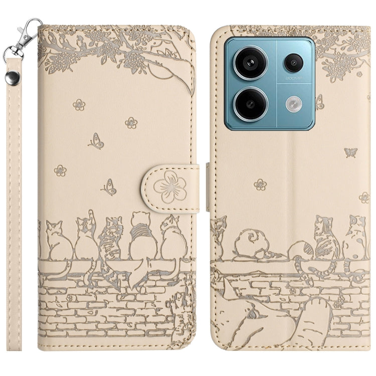 Cat Embossing Pattern Leather Phone Case with Lanyard, For Xiaomi Redmi 13C 4G/5G/13R 5G, For Xiaomi Redmi Note 13 5G, For Xiaomi Redmi Note 13 Pro+, For Xiaomi Redmi Note 13 Pro 5G