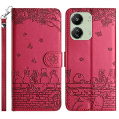 Cat Embossing Pattern Leather Phone Case with Lanyard, For Xiaomi Poco M6 Pro 4G, For Xiaomi Poco C65/Poco M6, For Xiaomi Redmi Note 13 Pro 4G, For Xiaomi Redmi Note 13 4G, For Xiaomi Redmi 13C 4G/5G/13R 5G, For Xiaomi Redmi Note 13 5G