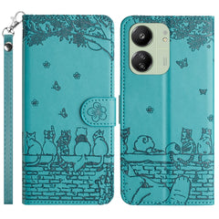 Cat Embossing Pattern Leather Phone Case with Lanyard, For Xiaomi Poco M6 Pro 4G, For Xiaomi Poco C65/Poco M6, For Xiaomi Redmi Note 13 Pro 4G, For Xiaomi Redmi Note 13 4G, For Xiaomi Redmi 13C 4G/5G/13R 5G, For Xiaomi Redmi Note 13 5G