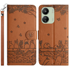 Cat Embossing Pattern Leather Phone Case with Lanyard, For Xiaomi Poco M6 Pro 4G, For Xiaomi Poco C65/Poco M6, For Xiaomi Redmi Note 13 Pro 4G, For Xiaomi Redmi Note 13 4G, For Xiaomi Redmi 13C 4G/5G/13R 5G, For Xiaomi Redmi Note 13 5G