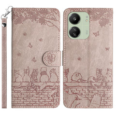 Cat Embossing Pattern Leather Phone Case with Lanyard, For Xiaomi Poco M6 Pro 4G, For Xiaomi Poco C65/Poco M6, For Xiaomi Redmi Note 13 Pro 4G, For Xiaomi Redmi Note 13 4G, For Xiaomi Redmi 13C 4G/5G/13R 5G, For Xiaomi Redmi Note 13 5G