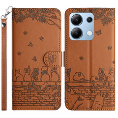 Cat Embossing Pattern Leather Phone Case with Lanyard, For Xiaomi Poco M6 Pro 4G, For Xiaomi Poco C65/Poco M6, For Xiaomi Redmi Note 13 Pro 4G, For Xiaomi Redmi Note 13 4G, For Xiaomi Redmi 13C 4G/5G/13R 5G, For Xiaomi Redmi Note 13 5G