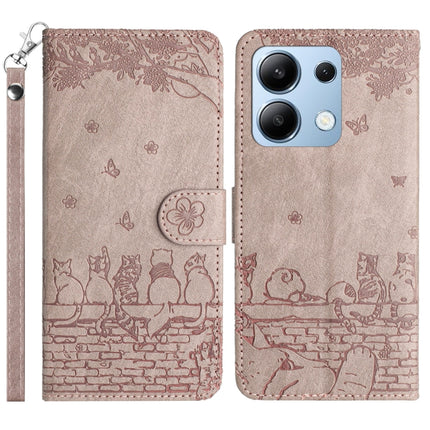 Cat Embossing Pattern Leather Phone Case with Lanyard, For Xiaomi Poco M6 Pro 4G, For Xiaomi Poco C65/Poco M6, For Xiaomi Redmi Note 13 Pro 4G, For Xiaomi Redmi Note 13 4G