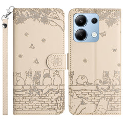 Cat Embossing Pattern Leather Phone Case with Lanyard, For Xiaomi Poco M6 Pro 4G, For Xiaomi Poco C65/Poco M6, For Xiaomi Redmi Note 13 Pro 4G, For Xiaomi Redmi Note 13 4G, For Xiaomi Redmi 13C 4G/5G/13R 5G, For Xiaomi Redmi Note 13 5G