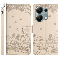 Cat Embossing Pattern Leather Phone Case with Lanyard, For Xiaomi Poco M6 Pro 4G, For Xiaomi Poco C65/Poco M6, For Xiaomi Redmi Note 13 Pro 4G, For Xiaomi Redmi Note 13 4G, For Xiaomi Redmi 13C 4G/5G/13R 5G, For Xiaomi Redmi Note 13 5G