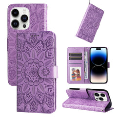 Embossed Sunflower Leather Phone Case, For iPhone 16e, For iPhone 15 Pro Max, For iPhone 15 Pro, For iPhone 15 Plus