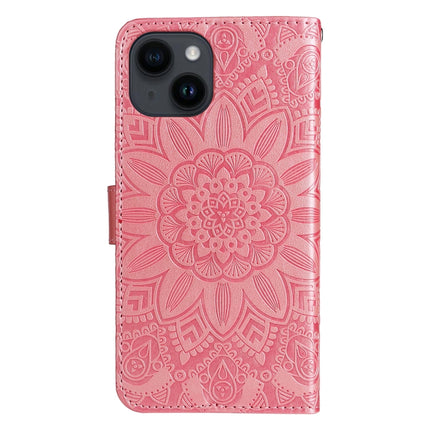 Embossed Sunflower Leather Phone Case, For iPhone 15