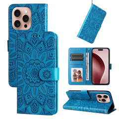 Embossed Sunflower Leather Phone Case, For iPhone 16 Pro Max, For iPhone 16 Pro, For iPhone 16 Plus, For iPhone 16, For iPhone SE 20224, For iPhone 15 Pro Max