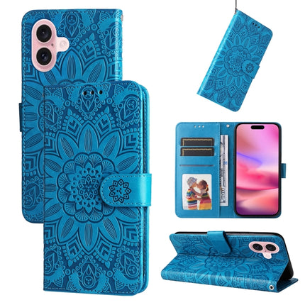 Embossed Sunflower Leather Phone Case, For iPhone 16, For iPhone 15 Pro Max, For iPhone 15 Pro, For iPhone 15 Plus