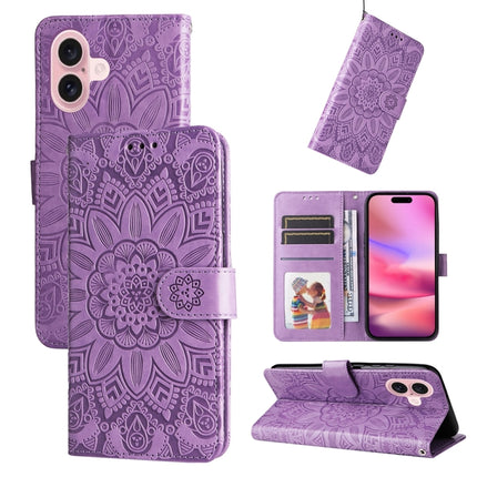 Embossed Sunflower Leather Phone Case, For iPhone 16, For iPhone 15 Pro Max, For iPhone 15 Pro, For iPhone 15 Plus