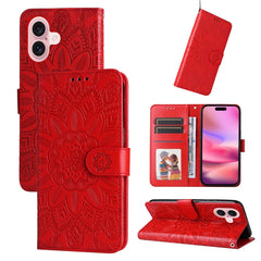 Embossed Sunflower Leather Phone Case, For iPhone 16 Pro Max, For iPhone 16 Pro, For iPhone 16 Plus, For iPhone 16, For iPhone SE 20224, For iPhone 15 Pro Max