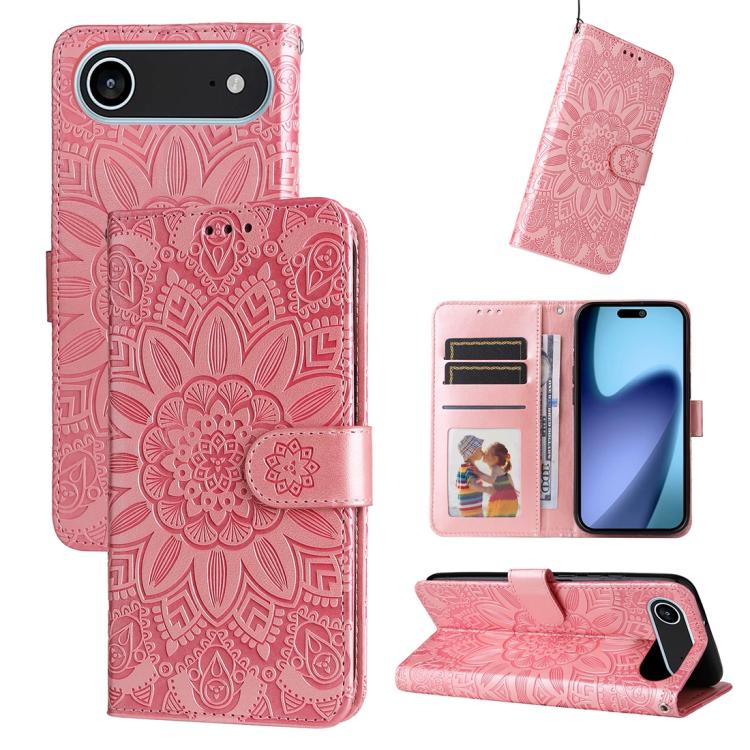 Embossed Sunflower Leather Phone Case, For iPhone 17 Pro Max, For iPhone 17 Pro, For iPhone 17, For iPhone 17 Air