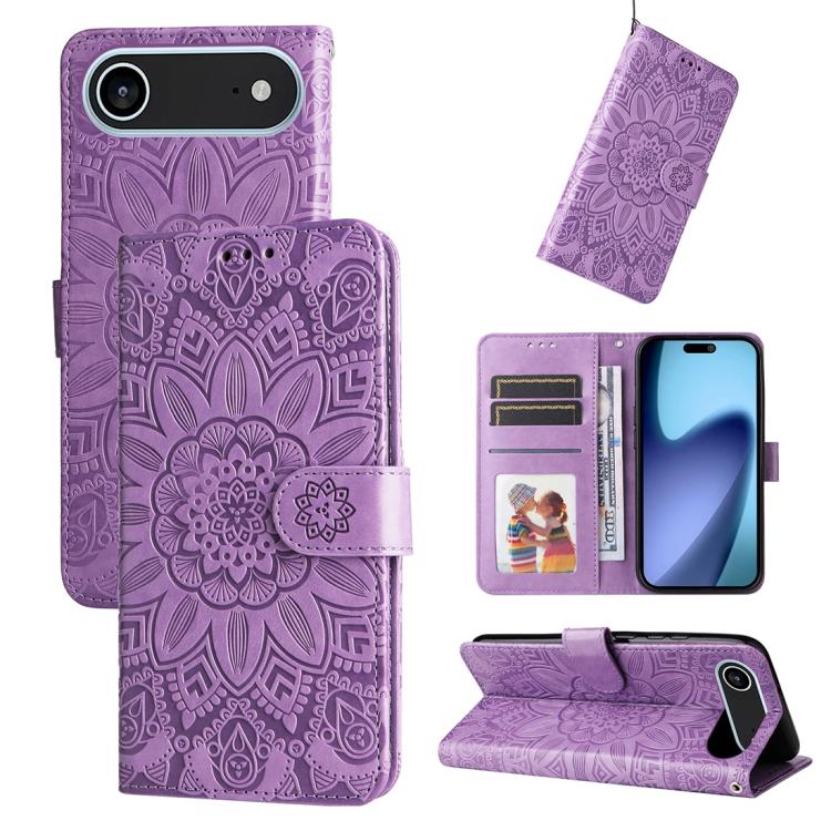 Embossed Sunflower Leather Phone Case, For iPhone 17 Pro Max, For iPhone 17 Pro, For iPhone 17, For iPhone 17 Air