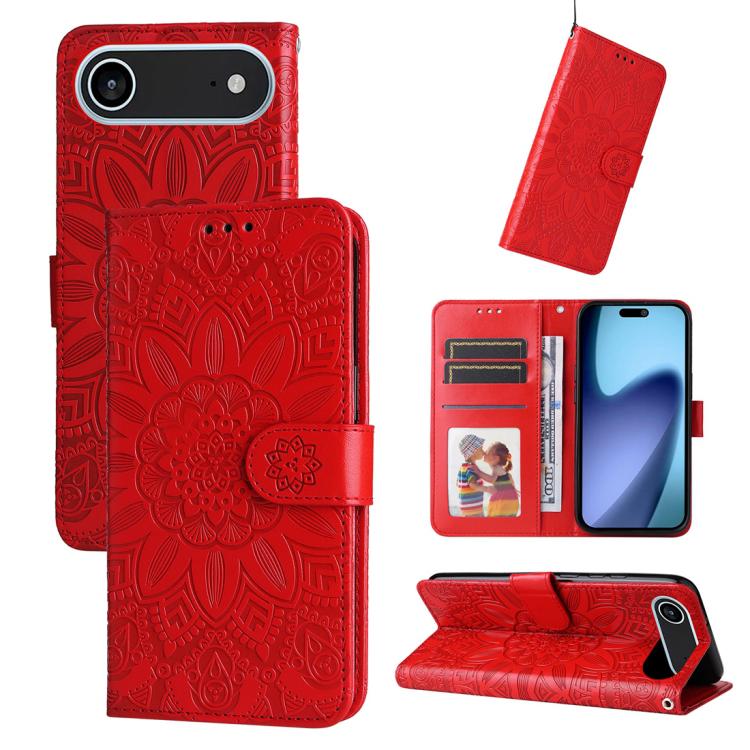 Embossed Sunflower Leather Phone Case, For iPhone 17 Pro Max, For iPhone 17 Pro, For iPhone 17, For iPhone 17 Air