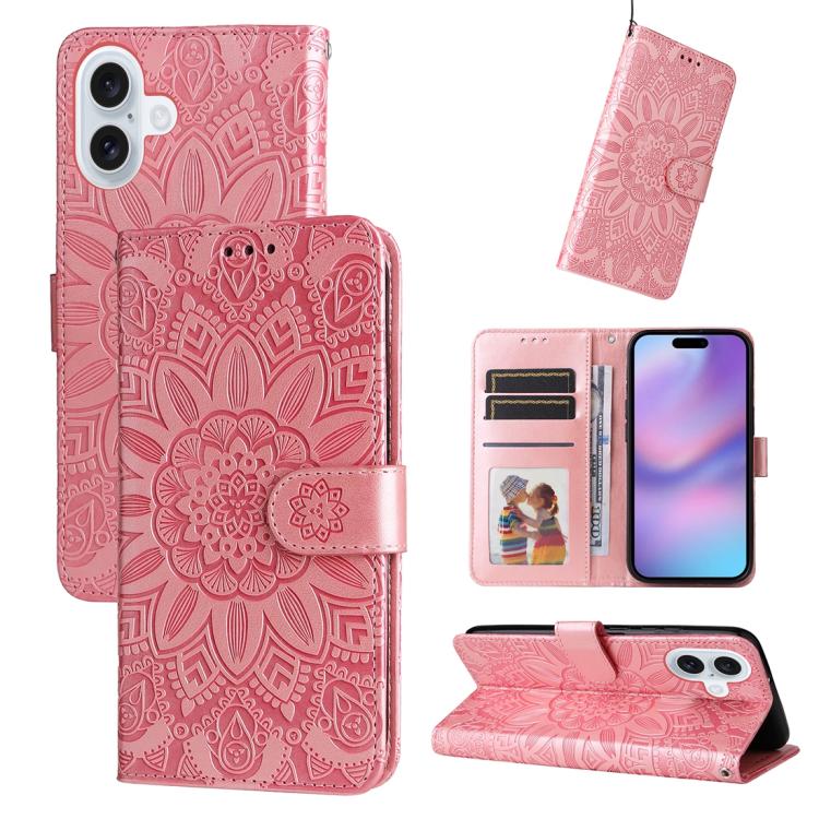Embossed Sunflower Leather Phone Case, For iPhone 17 Pro Max, For iPhone 17 Pro, For iPhone 17, For iPhone 17 Air