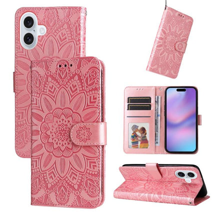 Embossed Sunflower Leather Phone Case, For iPhone 17 Pro Max, For iPhone 17 Pro, For iPhone 17, For iPhone Air