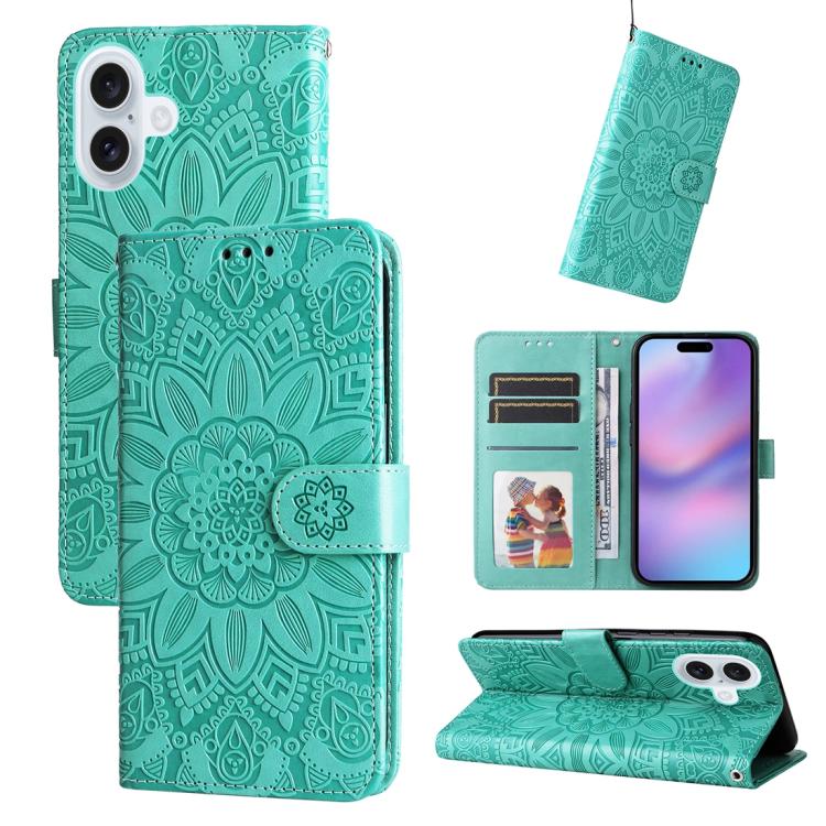 Embossed Sunflower Leather Phone Case, For iPhone 17 Pro Max, For iPhone 17 Pro, For iPhone 17, For iPhone 17 Air
