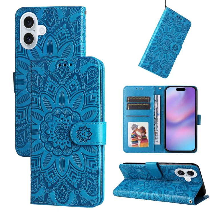 Embossed Sunflower Leather Phone Case, For iPhone 17 Pro Max, For iPhone 17 Pro, For iPhone 17, For iPhone 17 Air