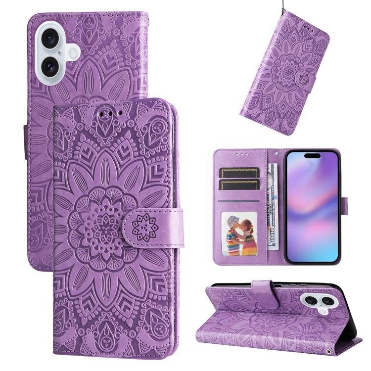 Embossed Sunflower Leather Phone Case, For iPhone 17 Pro Max, For iPhone 17 Pro, For iPhone 17, For iPhone 17 Air