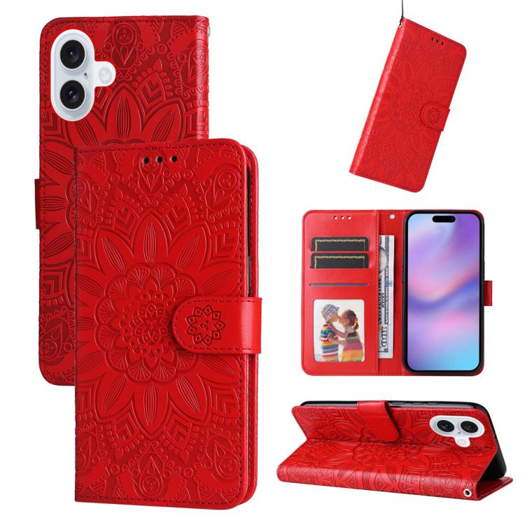 Embossed Sunflower Leather Phone Case, For iPhone 17 Pro Max, For iPhone 17 Pro, For iPhone 17, For iPhone 17 Air