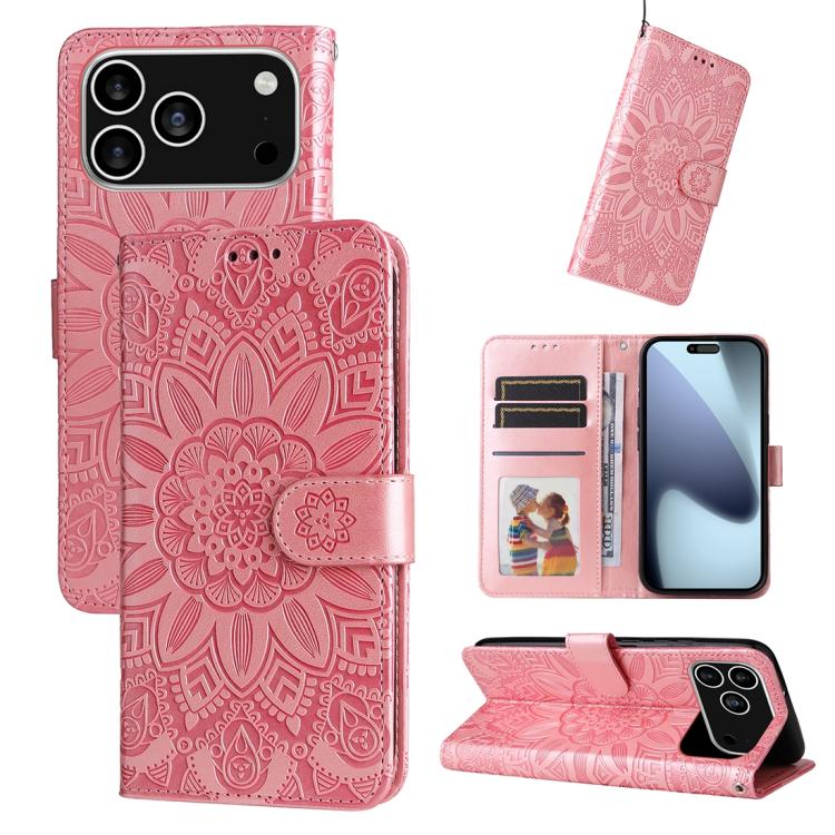 Embossed Sunflower Leather Phone Case, For iPhone 17 Pro Max, For iPhone 17 Pro, For iPhone 17, For iPhone 17 Air