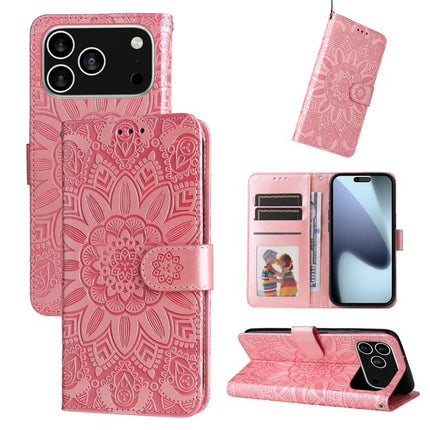 Embossed Sunflower Leather Phone Case, For iPhone 17e / 16e, For iPhone 17 Pro Max, For iPhone 17 Pro, For iPhone 17