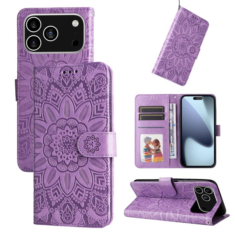 Embossed Sunflower Leather Phone Case, For iPhone 17 Pro Max, For iPhone 17 Pro, For iPhone 17, For iPhone 17 Air
