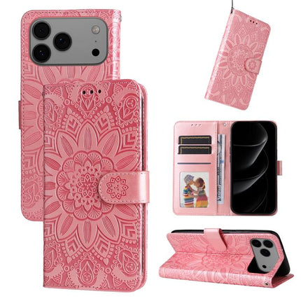 Embossed Sunflower Leather Phone Case, For iPhone 17 Pro Max, For iPhone 17 Pro, For iPhone 17, For iPhone Air