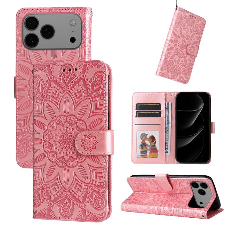 Embossed Sunflower Leather Phone Case, For iPhone 17 Pro Max, For iPhone 17 Pro, For iPhone 17, For iPhone 17 Air