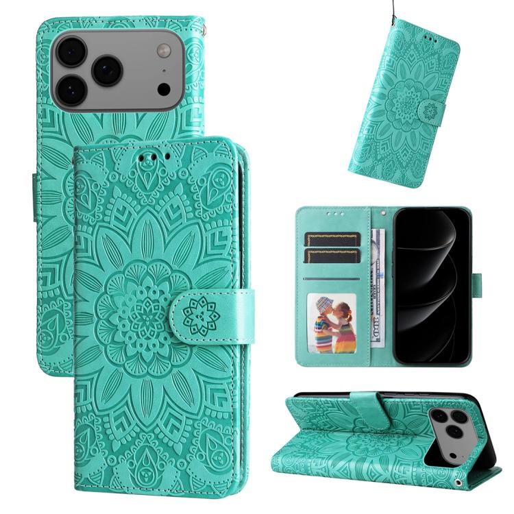 Embossed Sunflower Leather Phone Case, For iPhone 17 Pro Max, For iPhone 17 Pro, For iPhone 17, For iPhone 17 Air