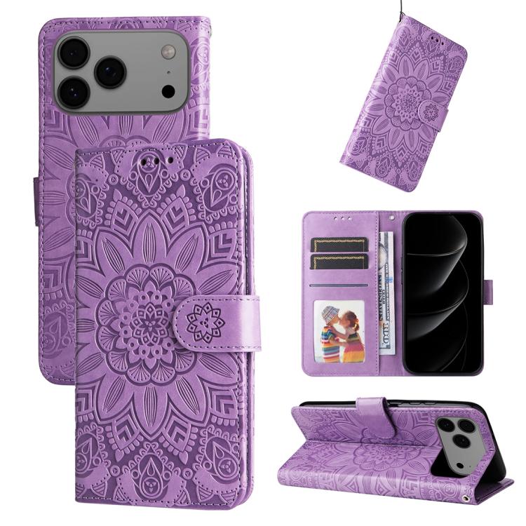 Embossed Sunflower Leather Phone Case, For iPhone 17 Pro Max, For iPhone 17 Pro, For iPhone 17, For iPhone 17 Air