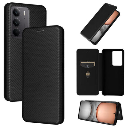 Carbon Fiber Texture Flip Leather Phone Case, For Realme C75 4G, For Realme CT7 Pro, For Realme 13 Pro / 13 Pro+, For Realme GT 6 / GT 6T