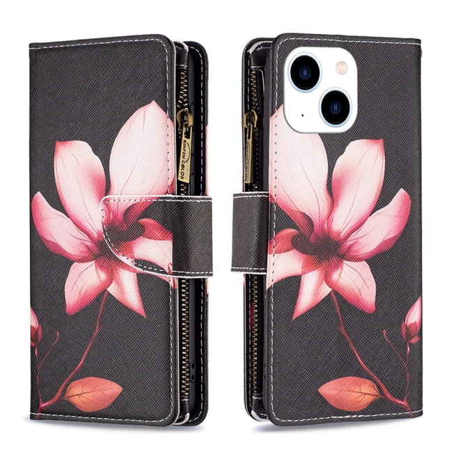 Colored Drawing Pattern Zipper Phone Leather Case, For iPhone 15 Plus, For iPhone 15