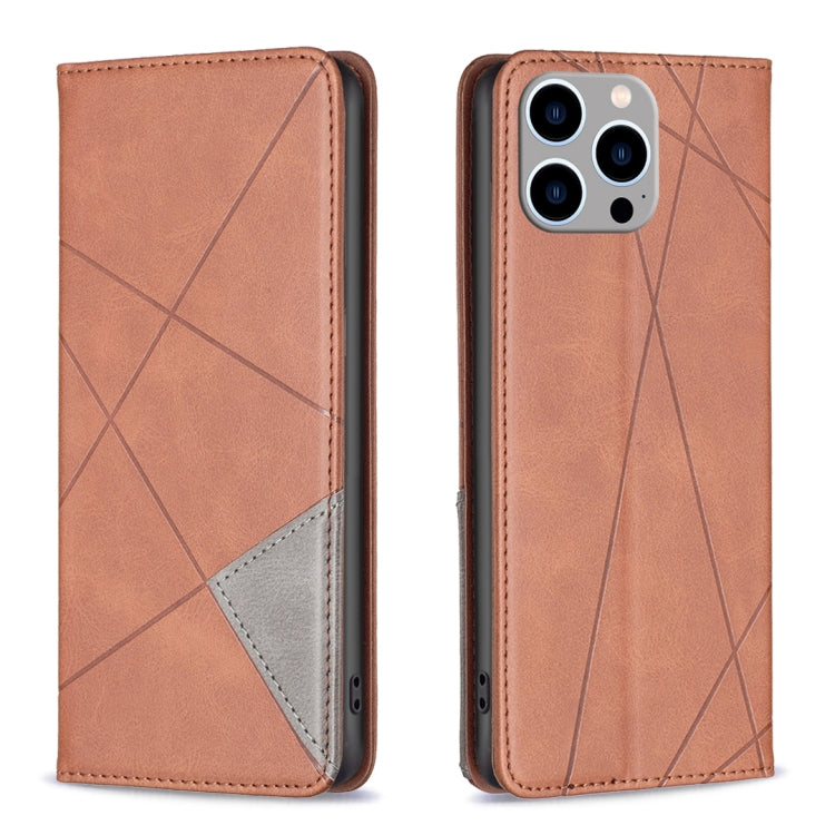 Rhombus Texture Magnetic Leather Phone Case