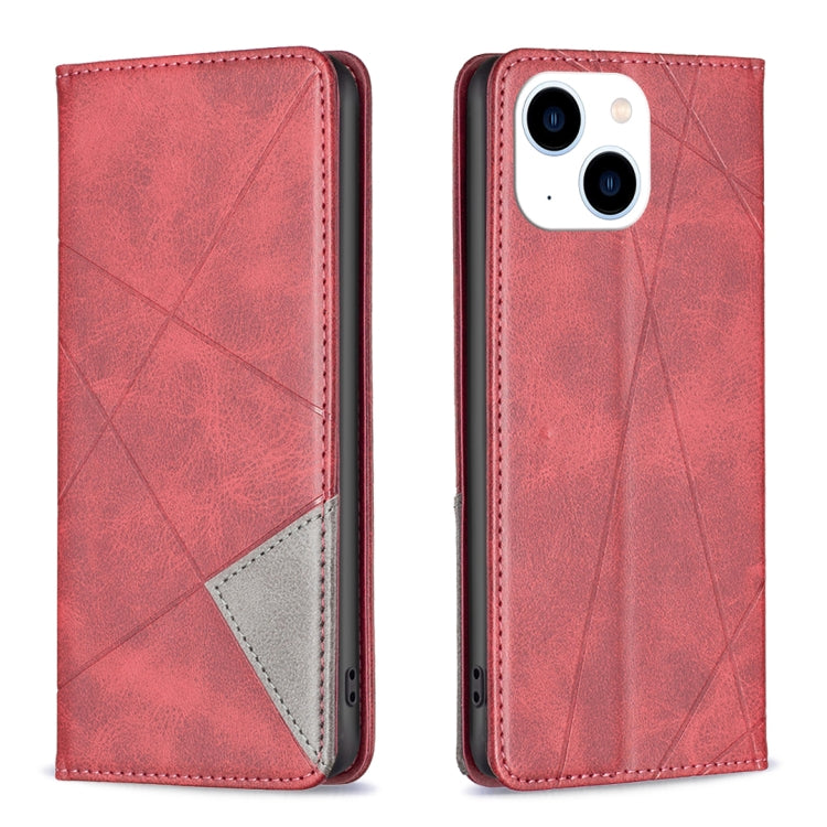 Rhombus Texture Magnetic Leather Phone Case