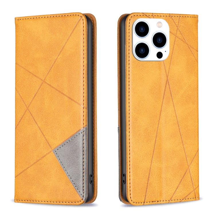 Rhombus Texture Magnetic Leather Phone Case