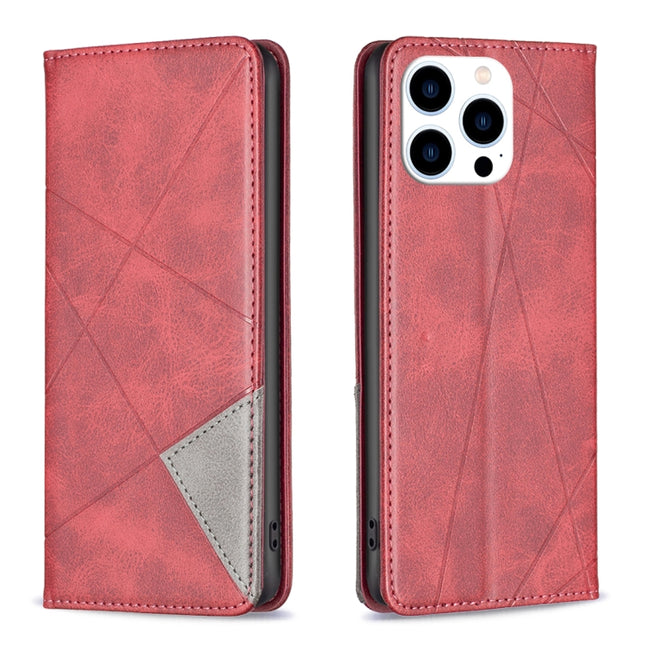Rhombus Texture Magnetic Leather Phone Case