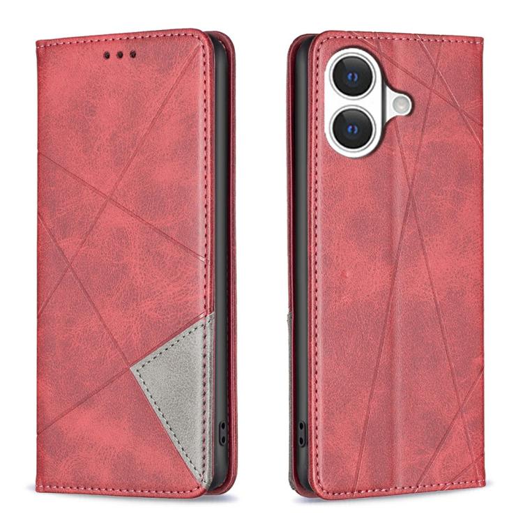 Rhombus Texture Magnetic Leather Phone Case