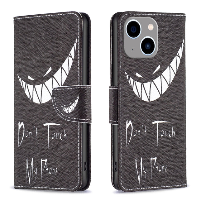 Colored Drawing Pattern Leather Phone Case, For iPhone 15 Plus, For iPhone 15